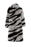 Motif zèbre gris foncé imitation manteau en shearling longue fausse fourrure surdimensionnée