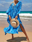 Chemisier de plage imprimé avec protection solaire surdimensionnée