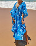 Chemisier de plage imprimé avec protection solaire surdimensionnée