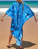 Chemisier de plage imprimé avec protection solaire surdimensionnée