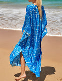 Chemisier de plage imprimé avec protection solaire surdimensionnée