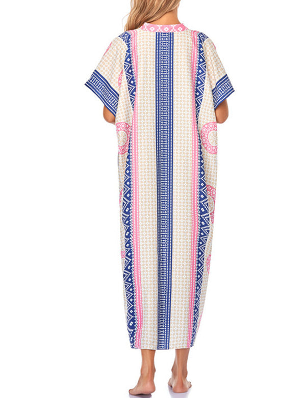 Robe de plage style bohème à séchage rapide pour femmes tunique sexy caftan