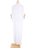 Caftan élégant brodé d'or rétro robe blanche à col en V