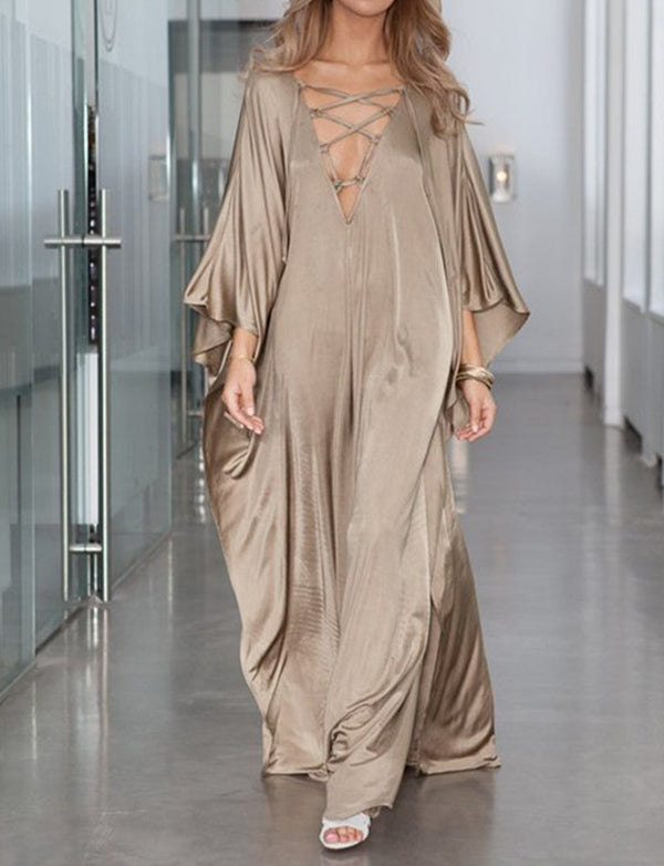Robe longue de plage caftan à épaules dénudées