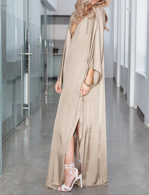 Robe longue de plage caftan à épaules dénudées