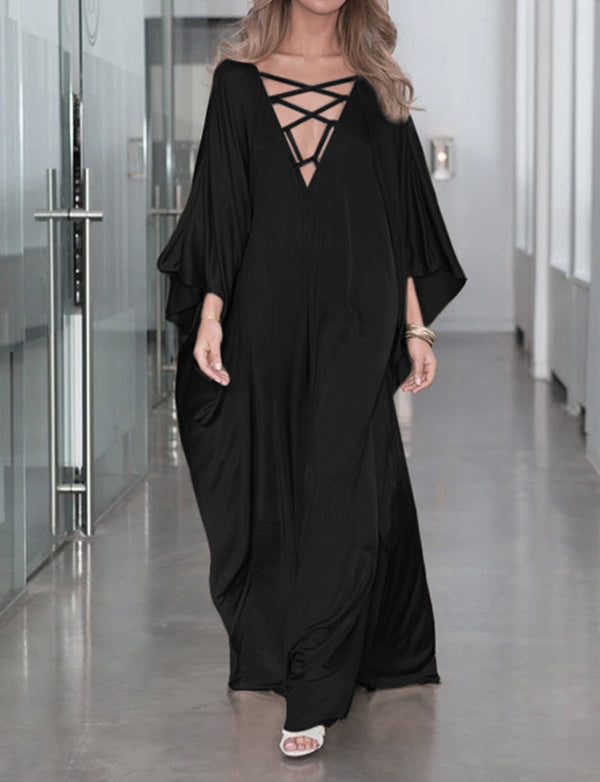 Robe longue de plage caftan à épaules dénudées