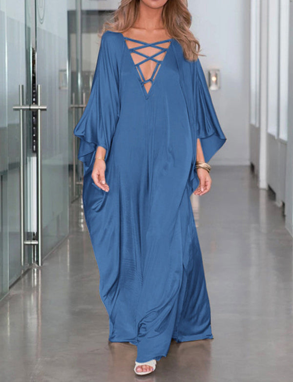 Robe longue de plage caftan à épaules dénudées