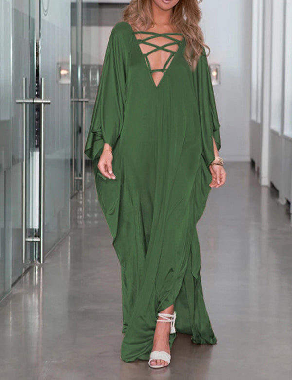 Robe longue de plage caftan à épaules dénudées
