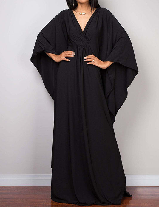 Robe maxi caftan ample à col en V et grande taille