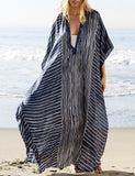 Robe chemisier rayée en mousseline de soie ample pour femmes d'été