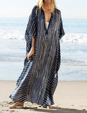 Robe chemisier rayée en mousseline de soie ample pour femmes d'été