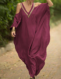 Robe grande taille ample à encolure en V et épaules dénudées