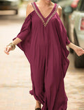 Robe grande taille ample à encolure en V et épaules dénudées