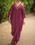 Robe grande taille ample à encolure en V et épaules dénudées