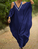 Robe grande taille ample à encolure en V et épaules dénudées