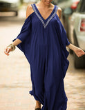 Robe grande taille ample à encolure en V et épaules dénudées
