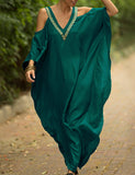 Robe grande taille ample à encolure en V et épaules dénudées