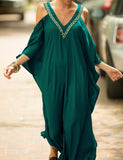 Robe grande taille ample à encolure en V et épaules dénudées