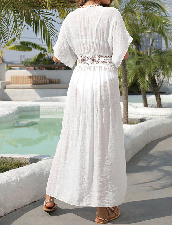 Robe à panneau en dentelle cardigan pour femme