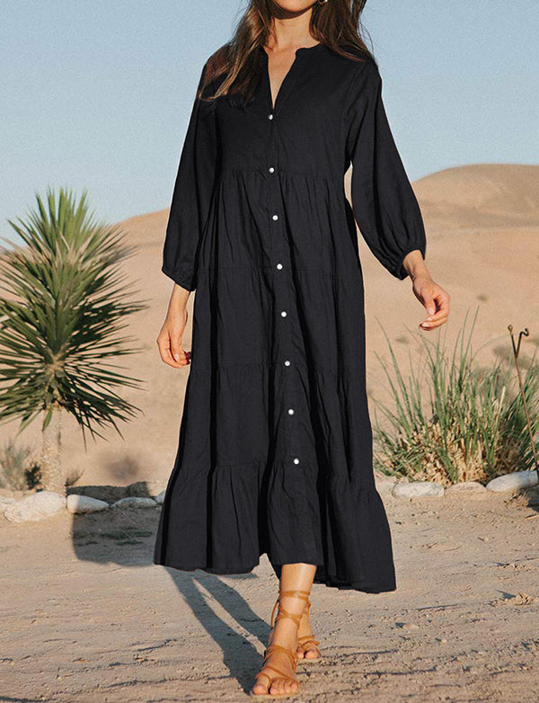 Robe de plage longue de couleur unie