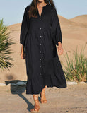 Robe de plage longue de couleur unie