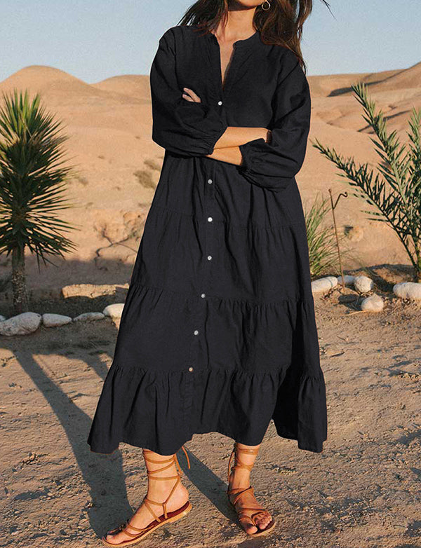 Robe de plage longue de couleur unie