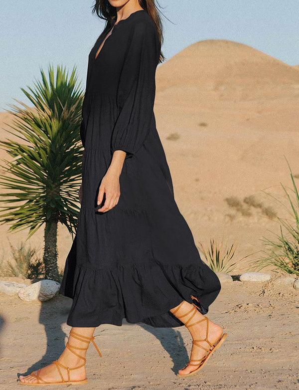 Robe de plage longue de couleur unie