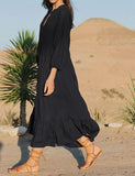Robe de plage longue de couleur unie