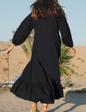 Robe de plage longue de couleur unie