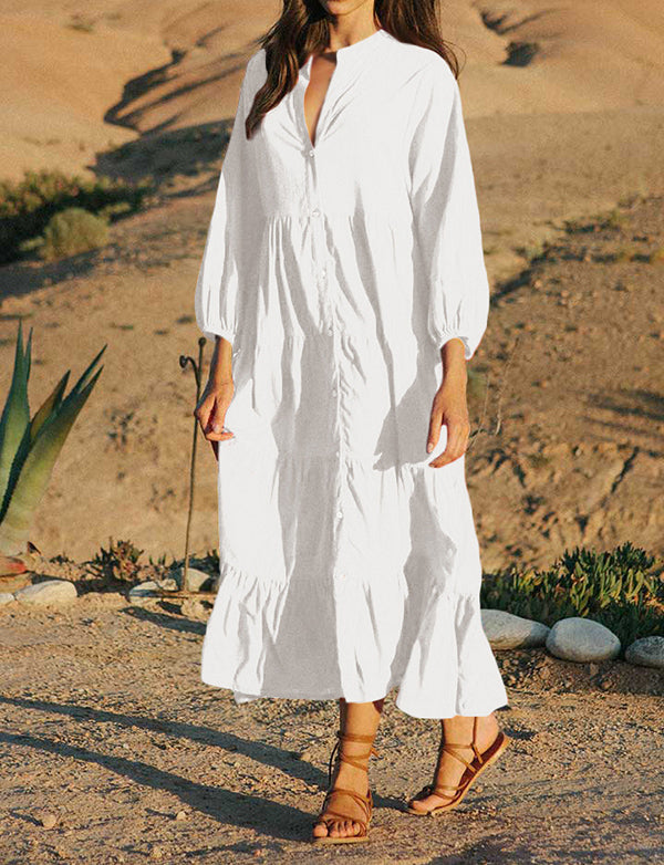 Robe de plage longue de couleur unie
