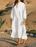 Robe de plage longue de couleur unie