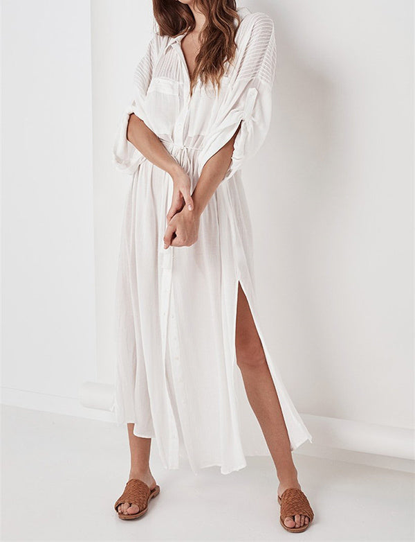 Peignoir de plage sexy avec taille en jacquard