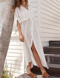 Peignoir de plage sexy avec taille en jacquard