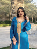 Robe de soirée abaya en dentelle avec strass