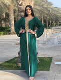 Robe de soirée abaya en dentelle avec strass