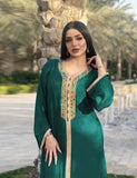 Robe de soirée abaya en dentelle avec strass