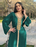 Robe de soirée abaya en dentelle avec strass