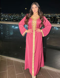 Robe de soirée abaya en dentelle avec strass