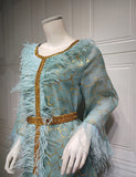 Robes caftan avec feuilles d'or et strass