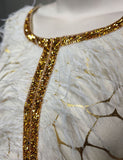 Robes caftan avec feuilles d'or et strass