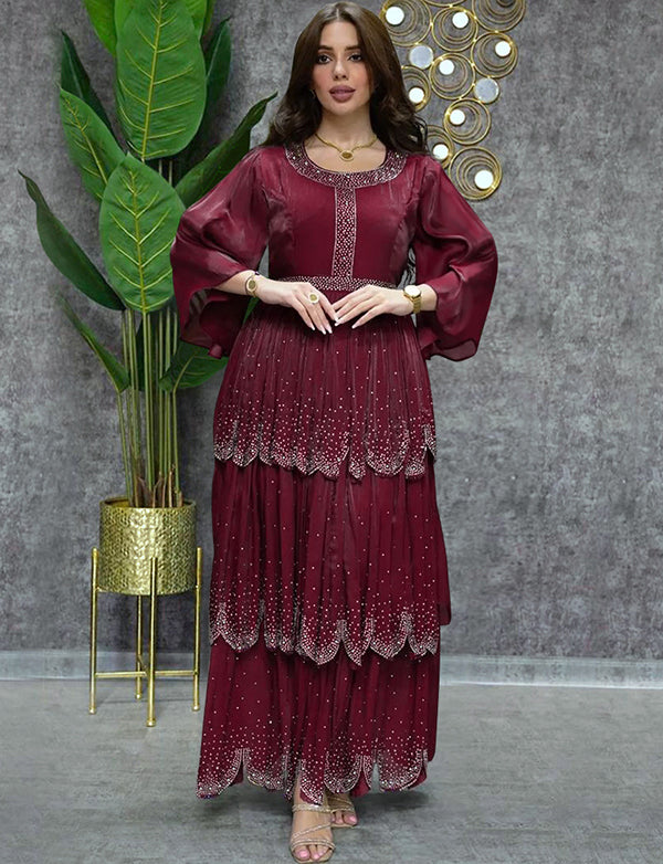 Robe abaya avec diamants