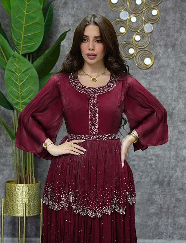 Robe abaya avec diamants