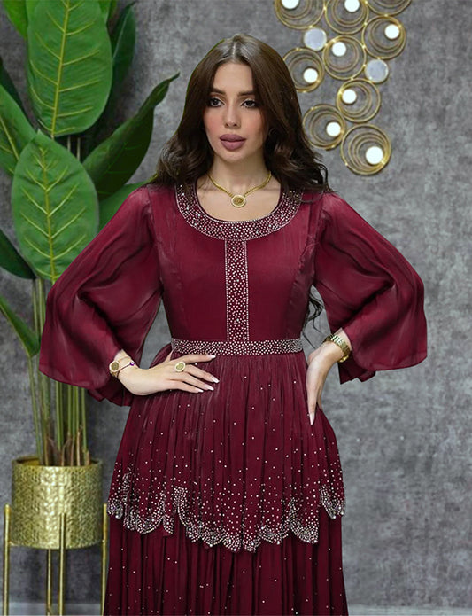Robe abaya avec diamants