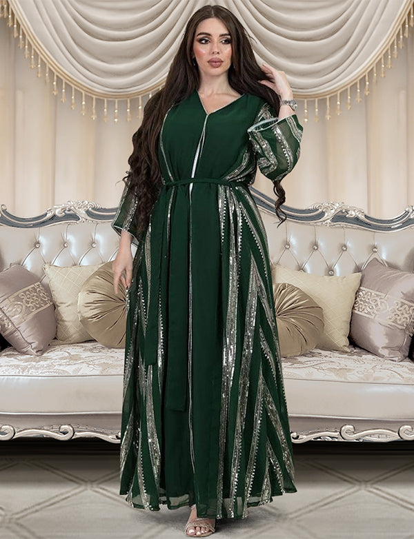 Robe en patchwork perlé