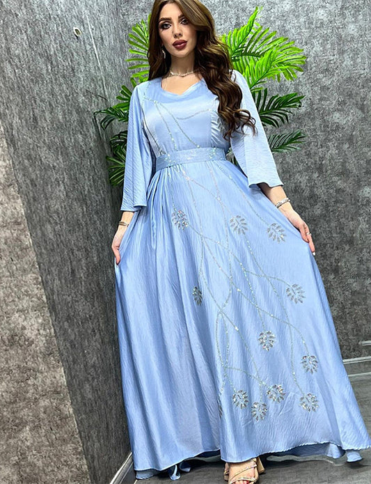 Robe abaya en strass
