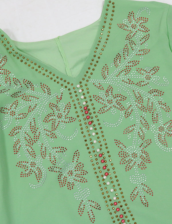 Robe caftan perlée de diamants