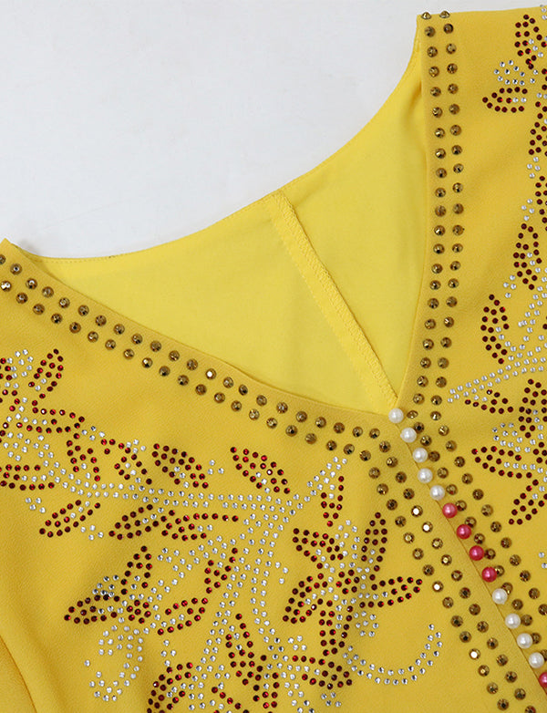 Robe caftan perlée de diamants