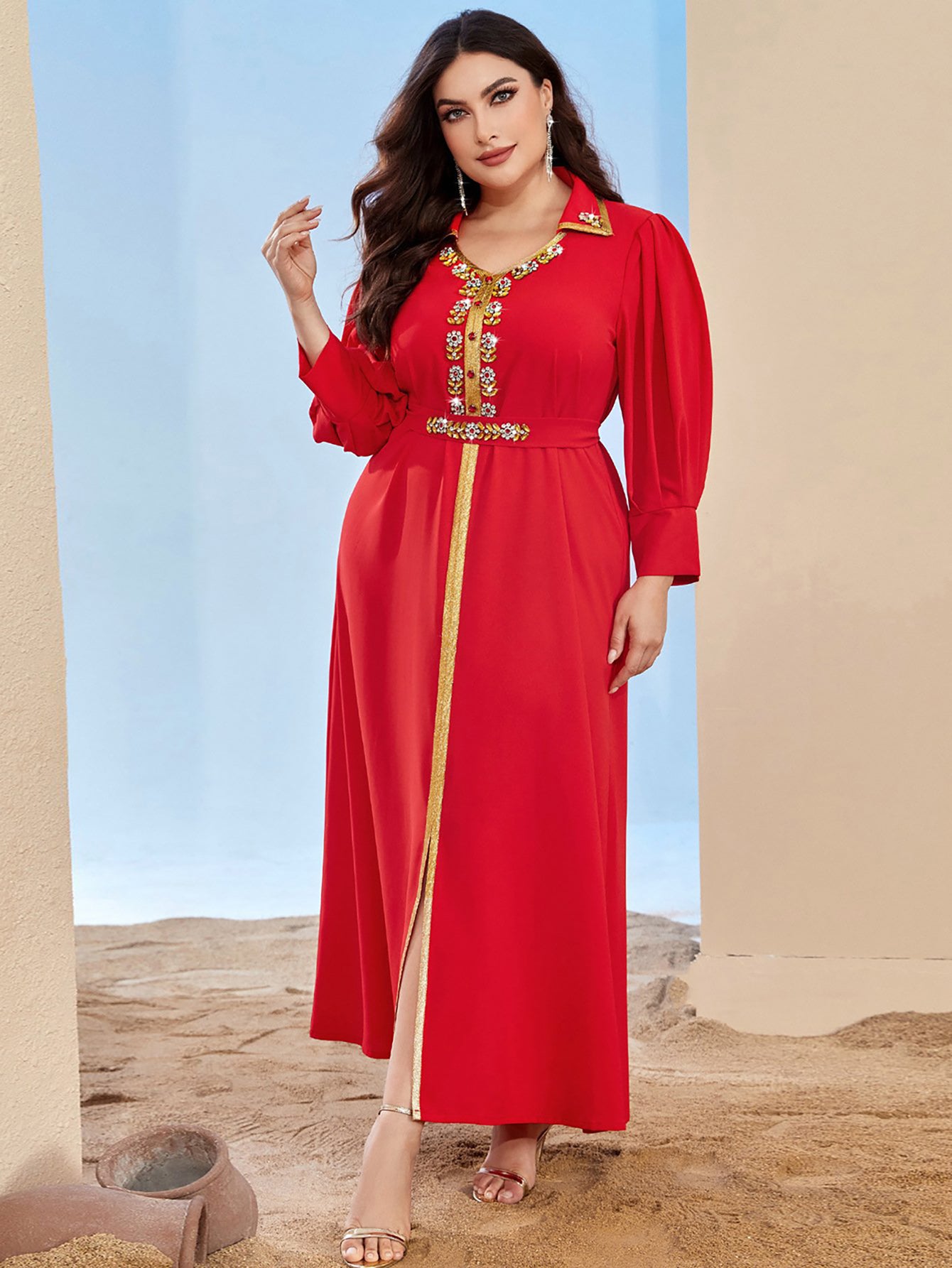 Robe caftan avec diamants