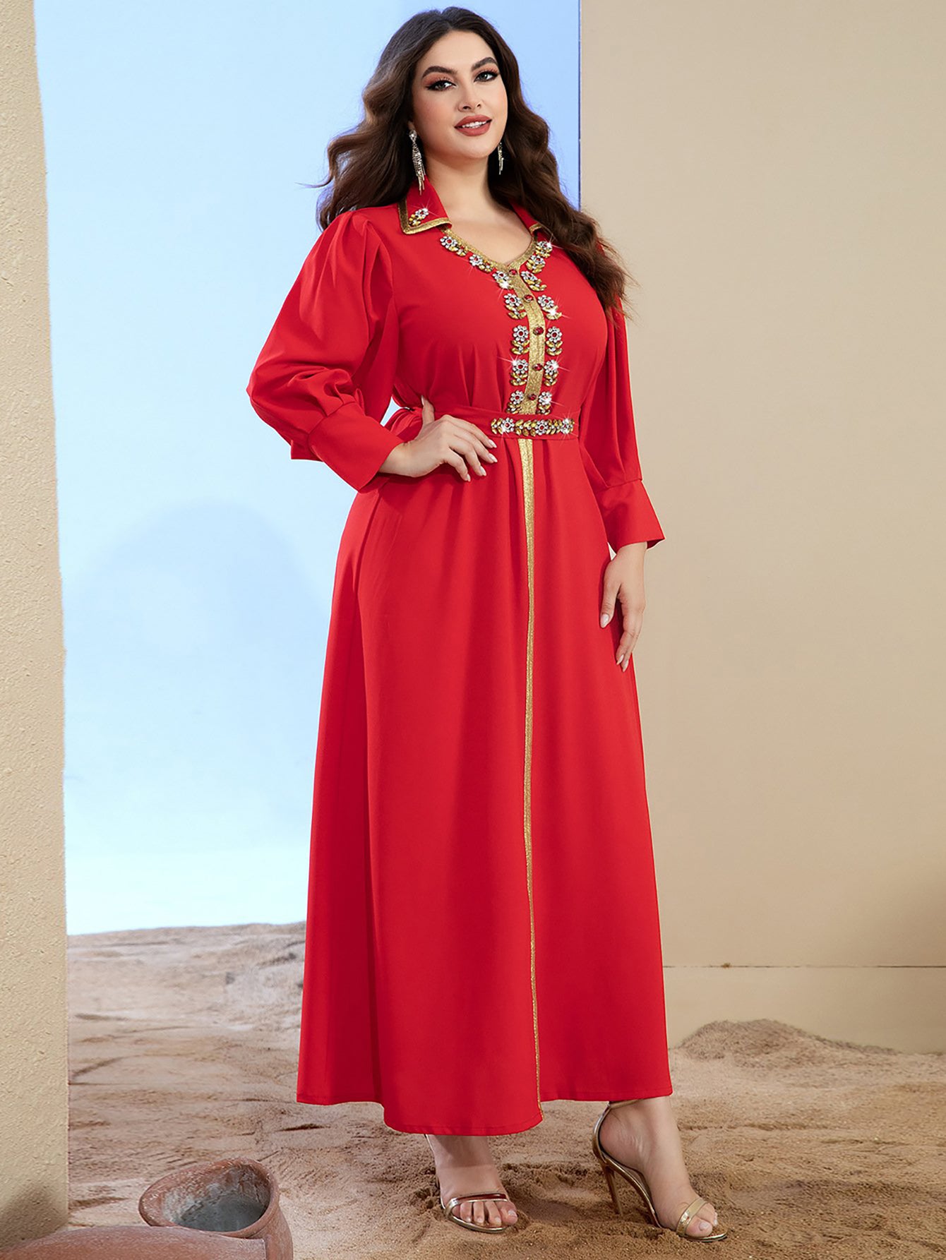 Robe caftan avec diamants