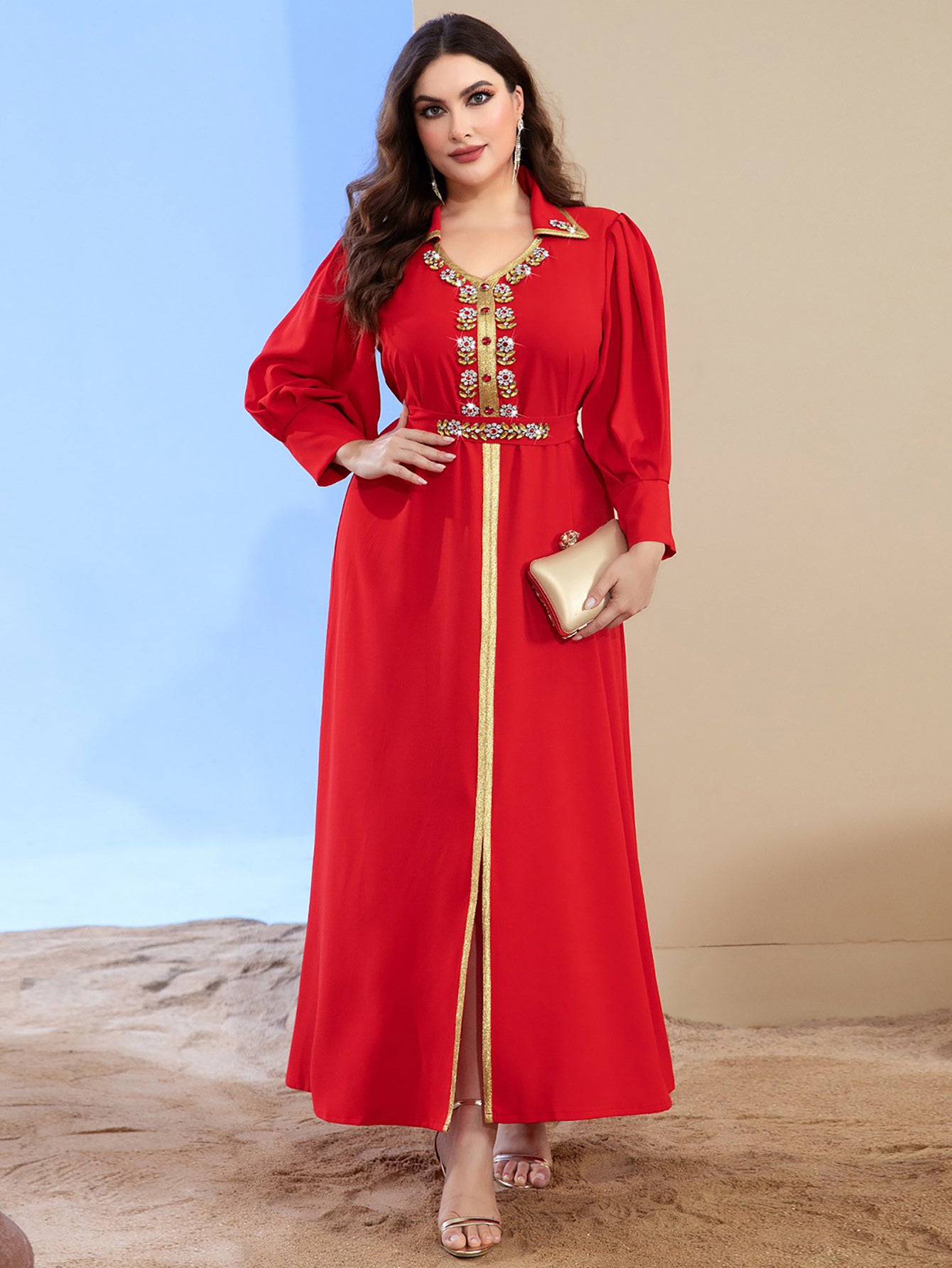 Robe caftan avec diamants
